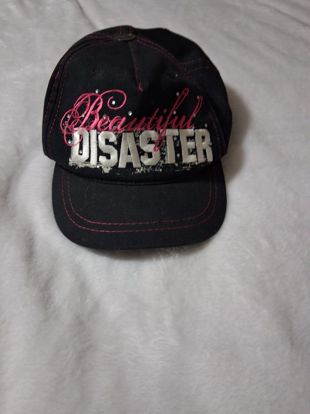 Black "Beautiful Disaster" Embroidered Cap Adjustable
